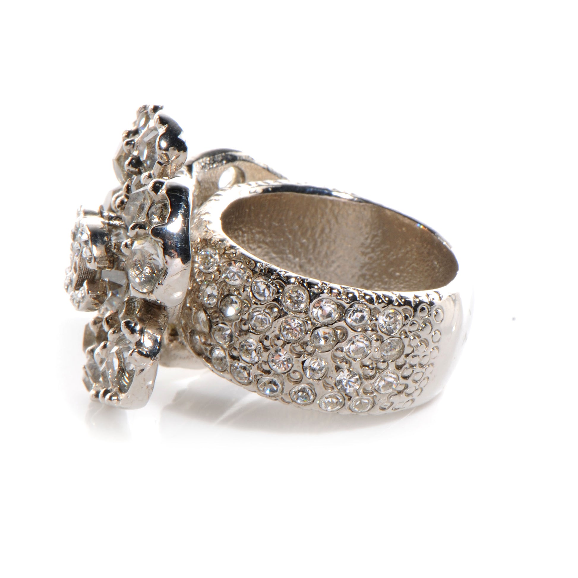 Chanel Swarovski Crystal CC Camellia Ring 6 3 of 5