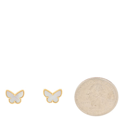 Van Cleef & Arpels 18K Yellow Gold Mother of Pearl Sweet Alhambra Butterfly Earrings 2 of 4