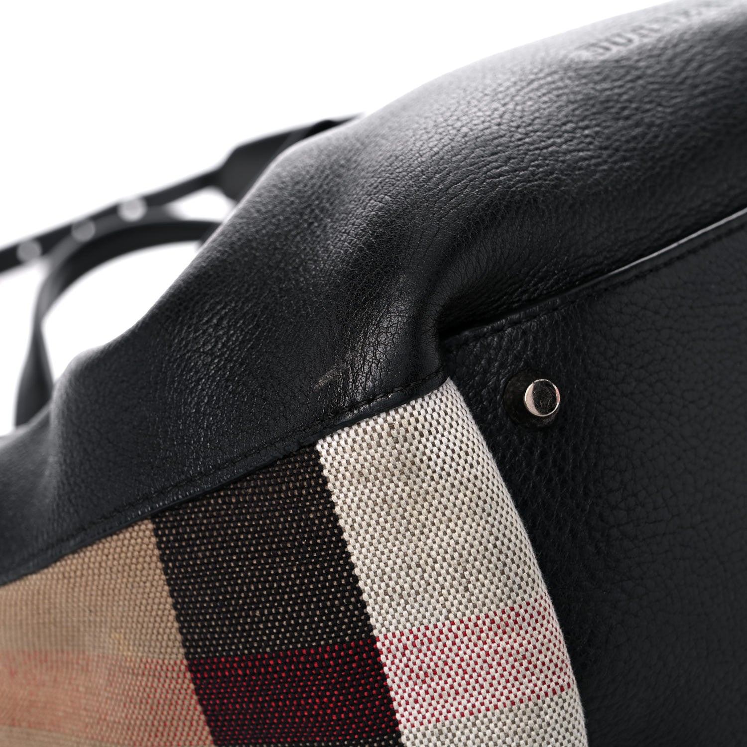 Burberry Grainy Calfskin House Check Small Maidstone Black 9 of 15