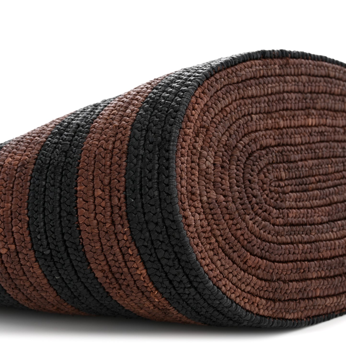 Raffia Striped Calfskin Triomphe Couffin Panier Black Brown
