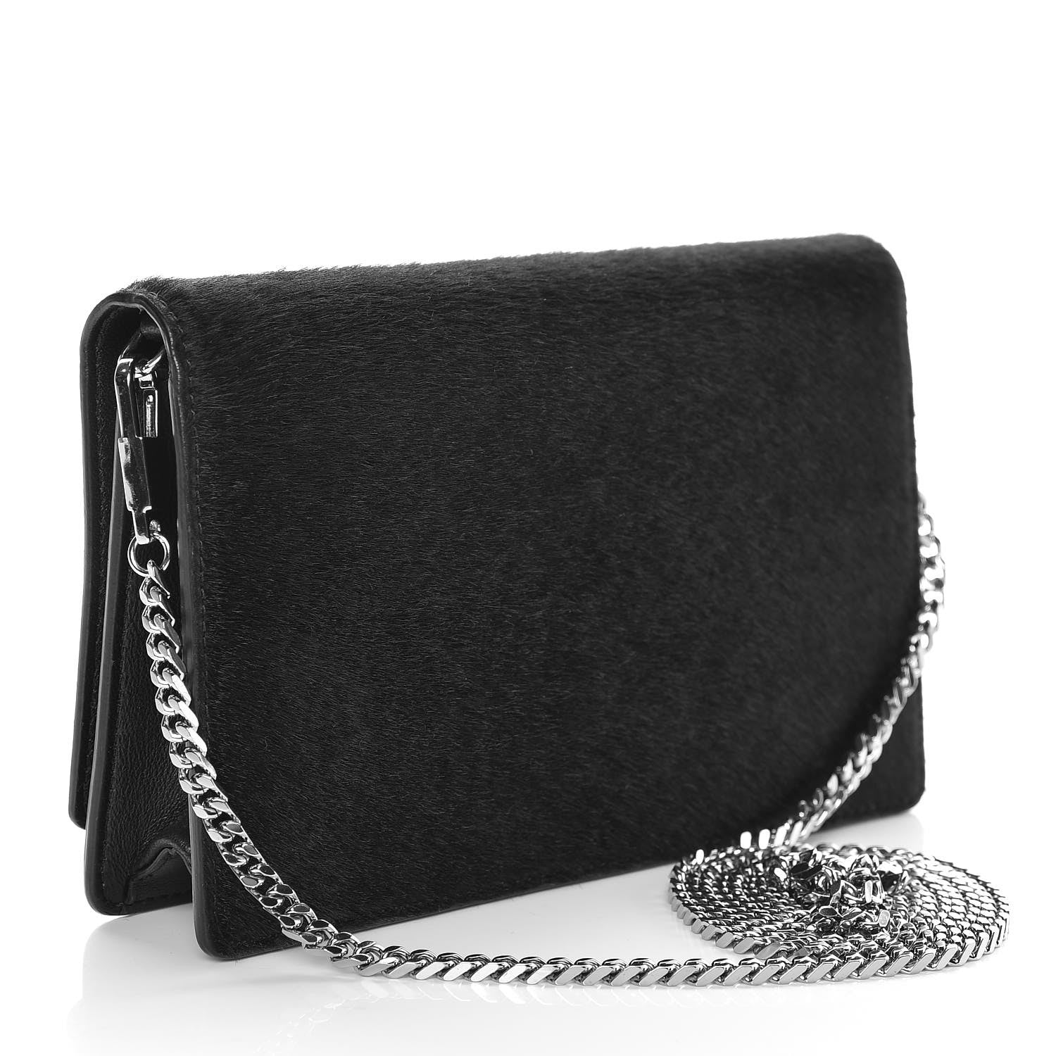 Givenchy Calf Hair Calfskin Pandora Chain Wallet Black 3 of 12