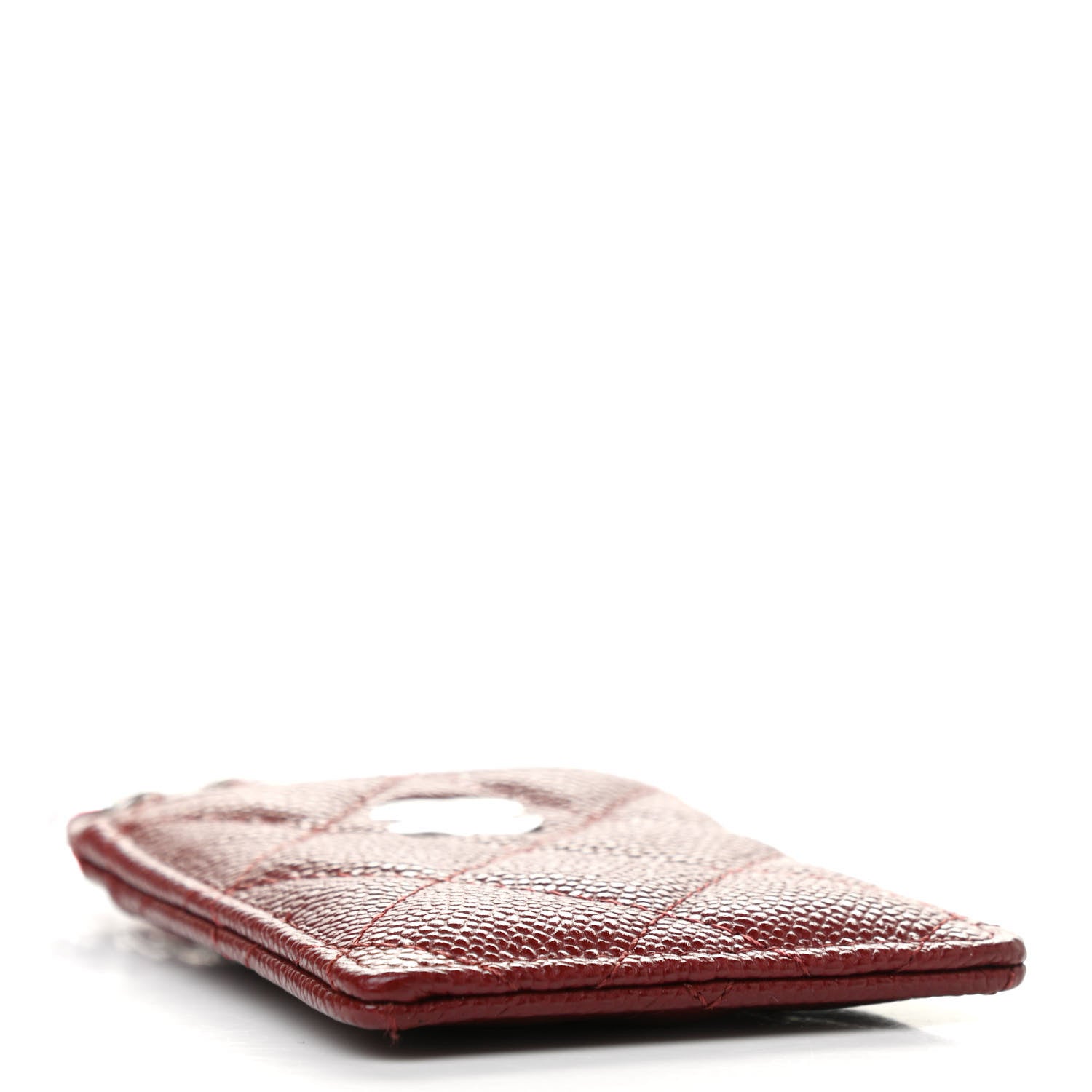 Chanel Caviar Quilted Card Holder On Chain Red 3 of 6