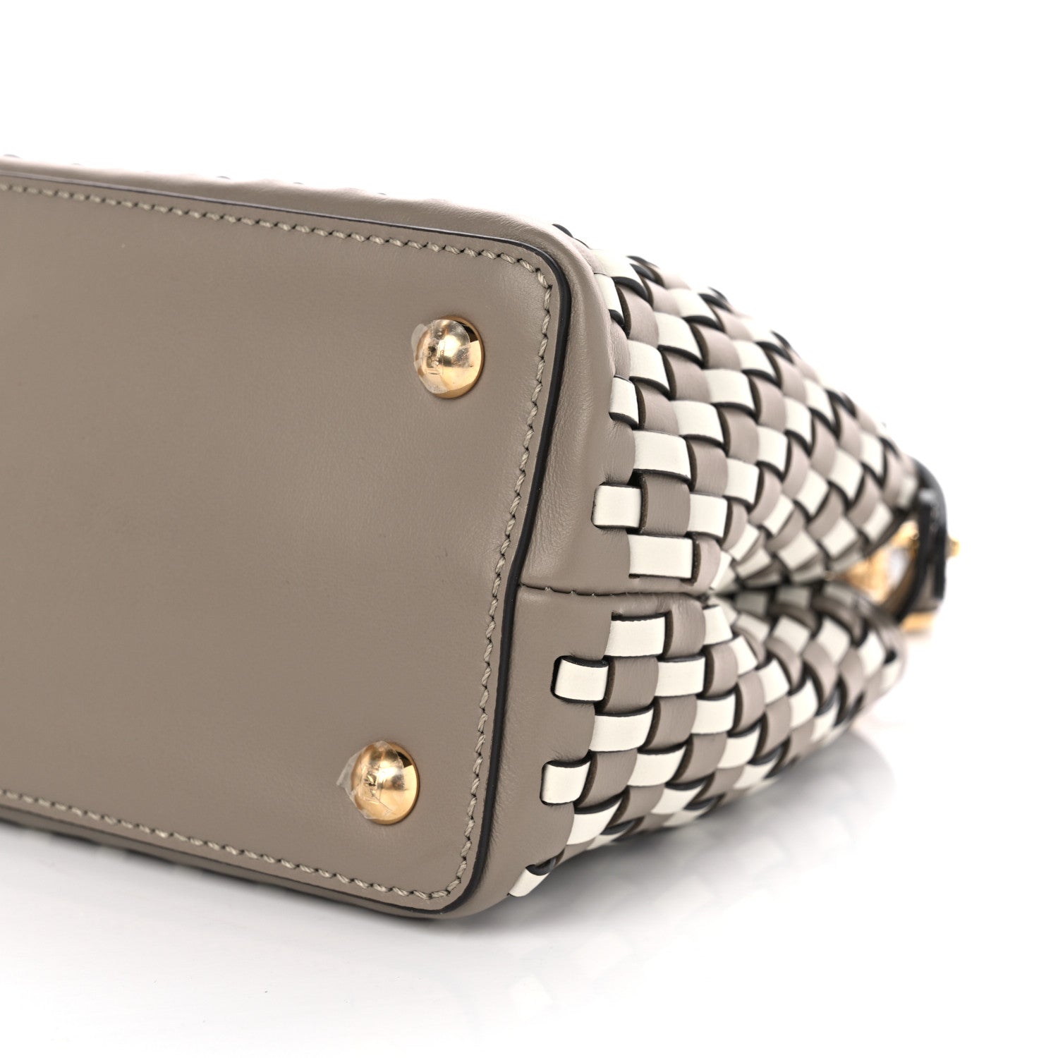 Fendi Calfskin Woven Mini Peekaboo Iconic Satchel Tortora 18 of 19