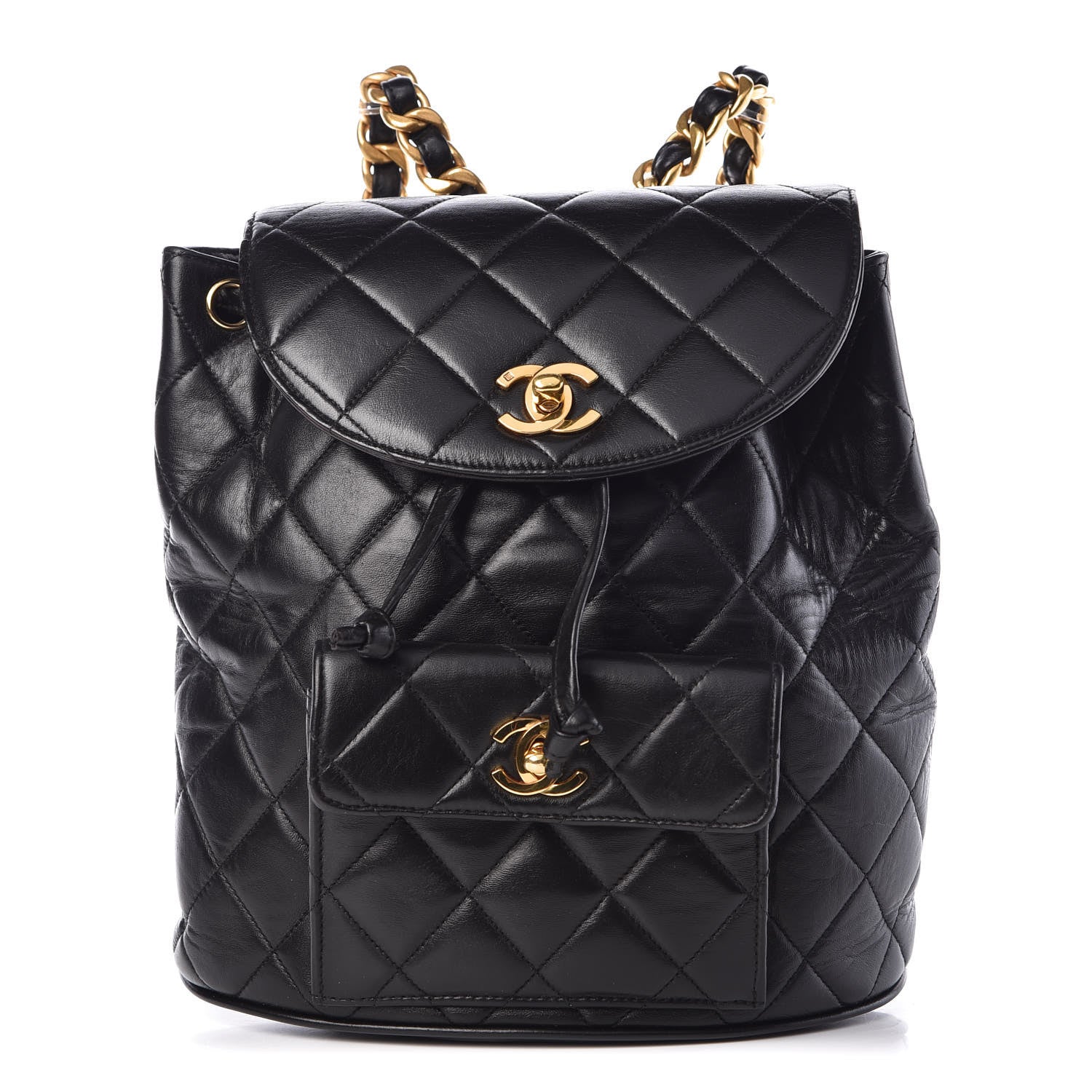 Chanel Lambskin Quilted Drawstring Backpack Black 1 of 12