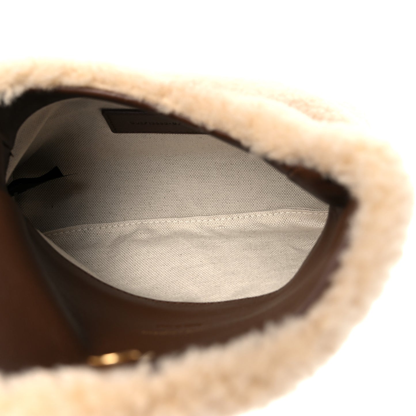 Shearling Quilted Monogram Loulou Puffer Pouch Clutch Natural Beige Brick