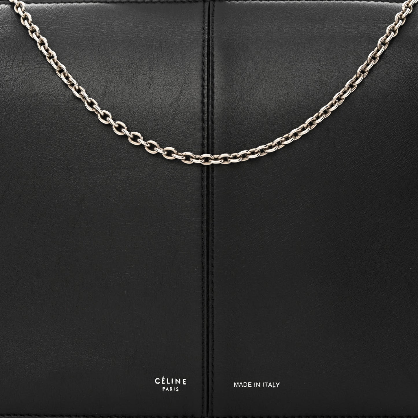 Smooth Calfskin Tri-Fold Clutch on Chain Black