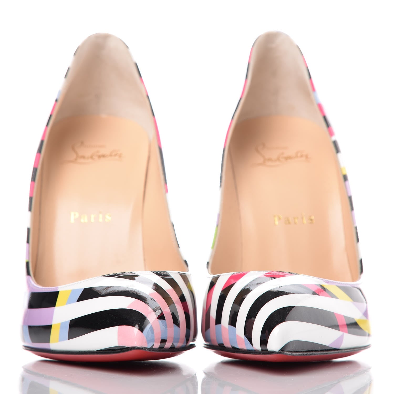 Christian Louboutin Patent Cinestripes Pigalle Follies 100 Pumps 38 Multi 2 of 8