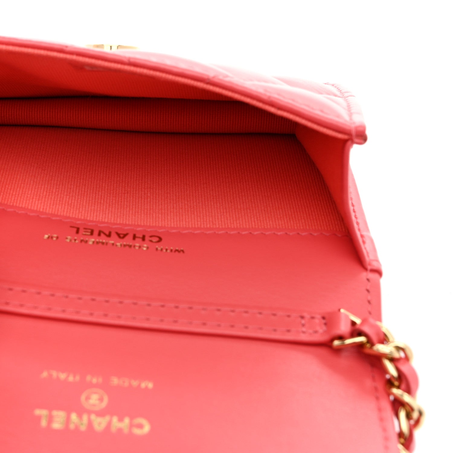 Chanel Shiny Lambskin Quilted Card Holder On Chain Pink 4 of 10