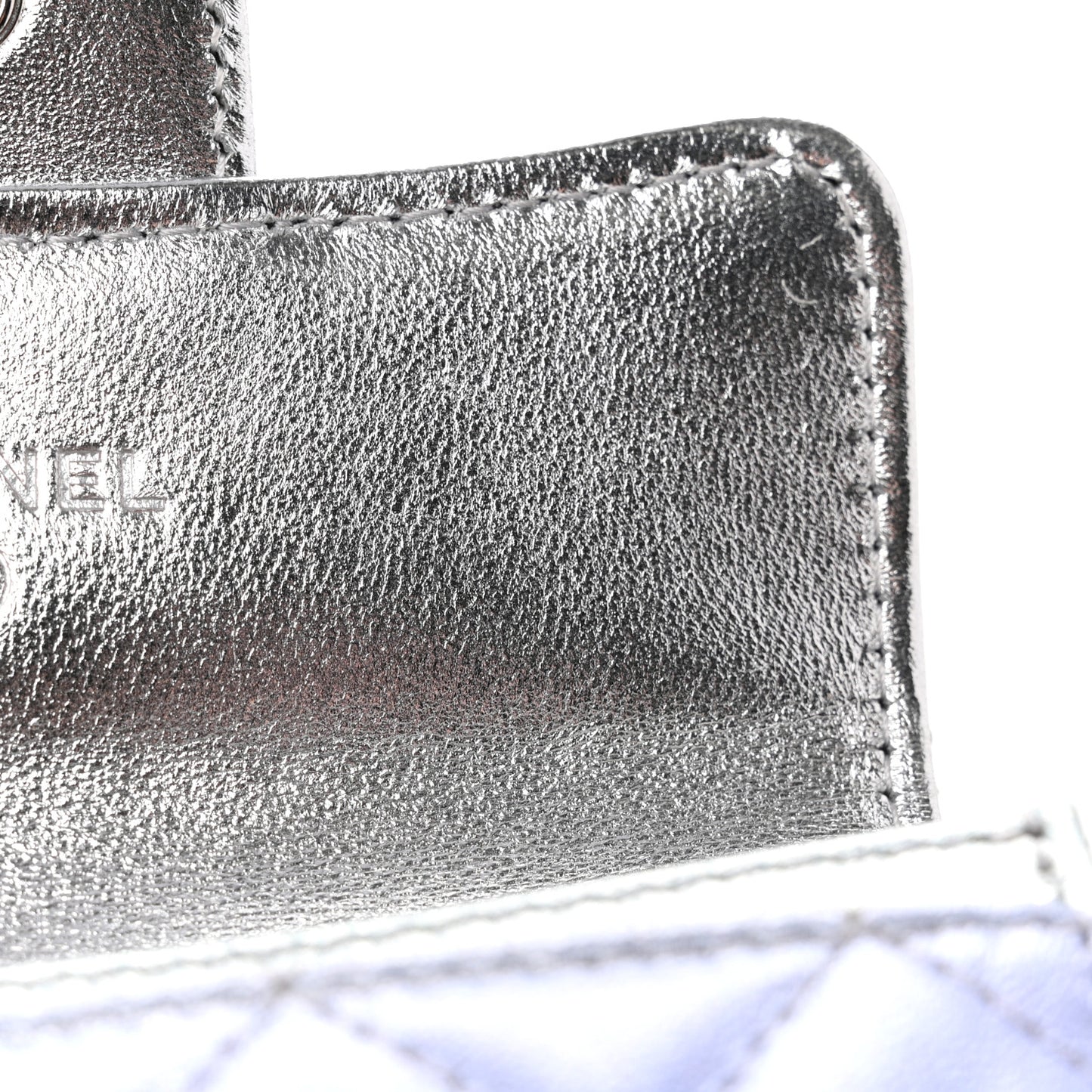 Gradient Metallic Calfskin Quilted Flap Card Holder Wallet Silver Blue Yellow Purple