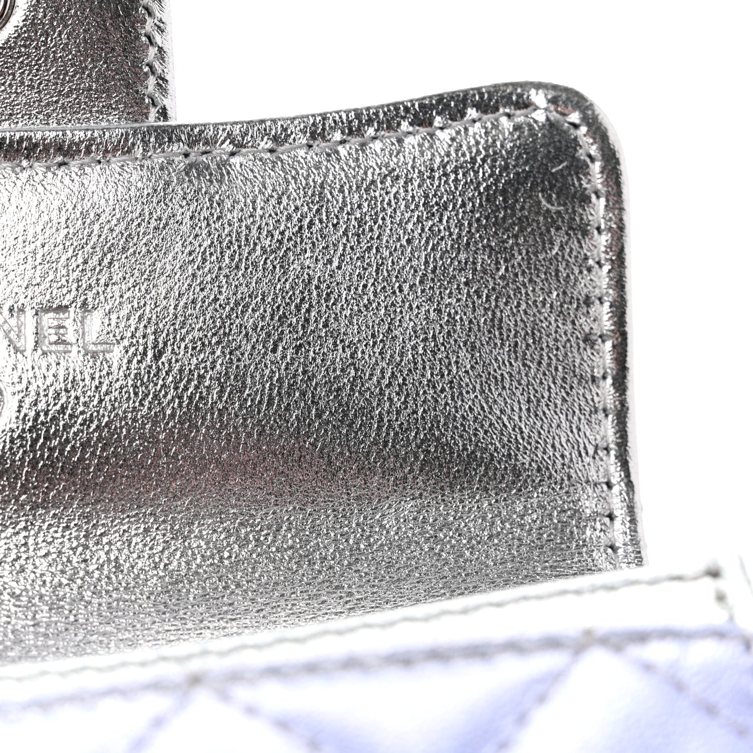 Chanel Gradient Metallic Calfskin Quilted Flap Card Holder Wallet Silver Blue Yellow Purple 9 of 11