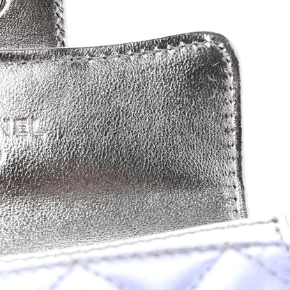 Chanel Gradient Metallic Calfskin Quilted Flap Card Holder Wallet Silver Blue Yellow Purple 9 of 11