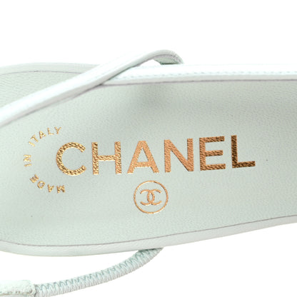 Chanel Goatskin Mixed Fibers Cap Toe Slingback Pumps 40 Light Green Black 8 of 10