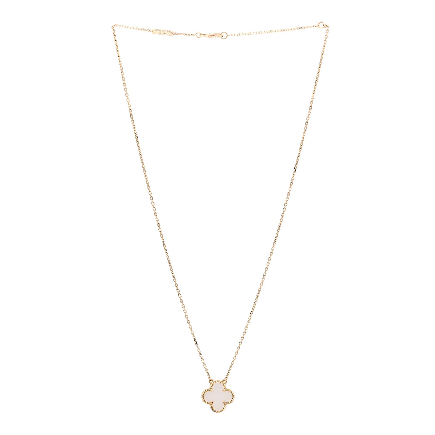 VAN CLEEF &amp; ARPELS 18K Yellow Gold Mother of Pearl Vintage Alhambra Pendant Necklace