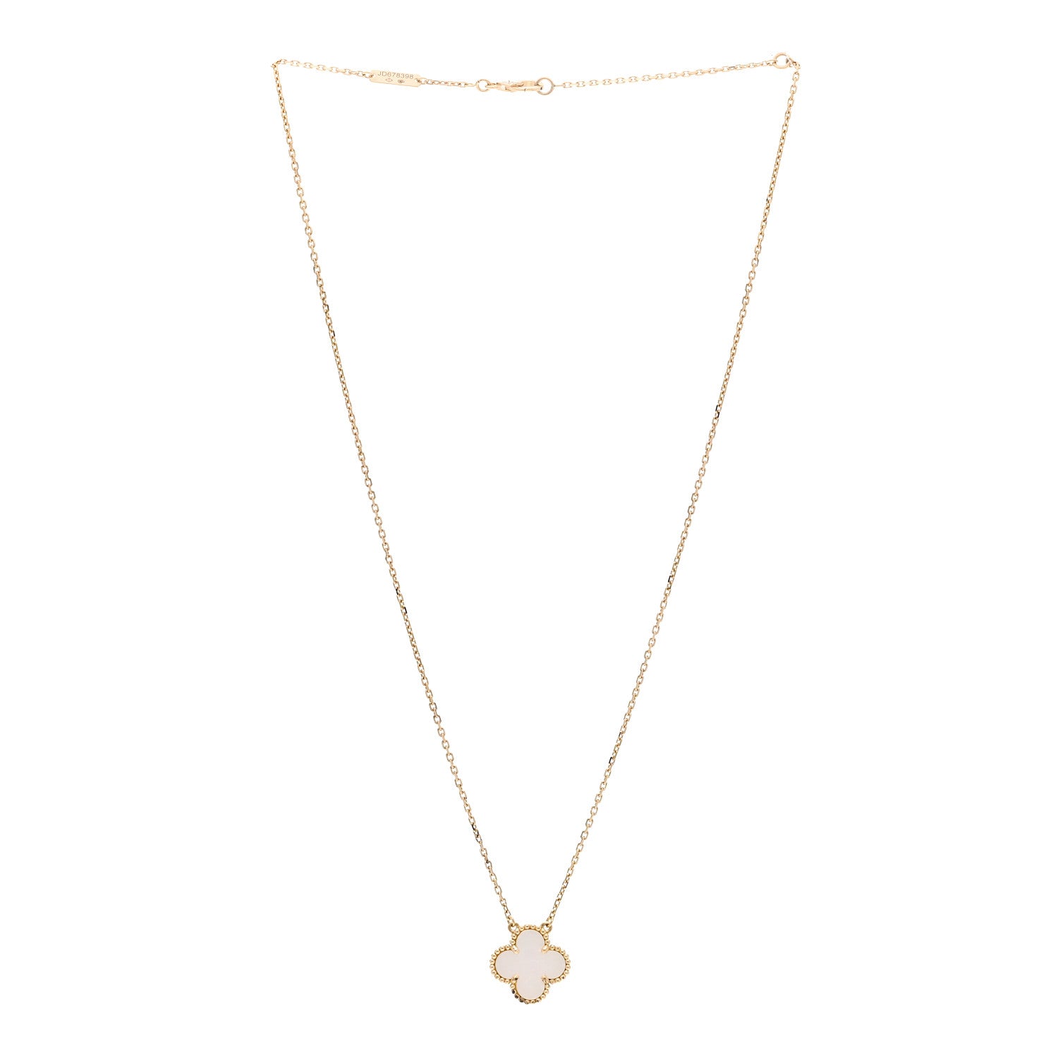 Van Cleef & Arpels VAN CLEEF &amp; ARPELS 18K Yellow Gold Mother of Pearl Vintage Alhambra Pendant Necklace 3 of 6