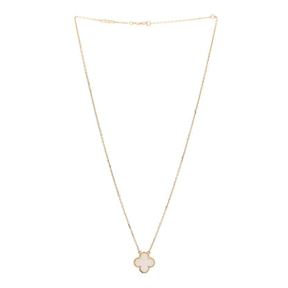 Van Cleef & Arpels VAN CLEEF &amp; ARPELS 18K Yellow Gold Mother of Pearl Vintage Alhambra Pendant Necklace 3 of 6