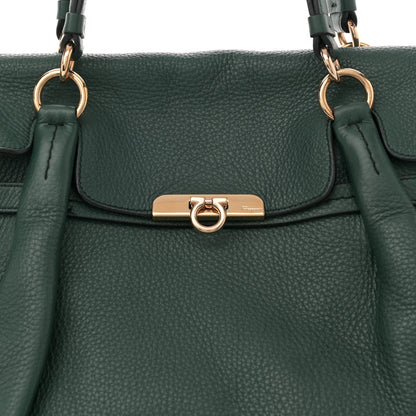Salvatore Ferragamo Grained Calfskin Gancini Shoulder Bag Dark Green 8 of 12