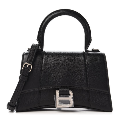 Balenciaga Grained Calfskin Hourglass Top Handle Bag XS Black 1 of 10