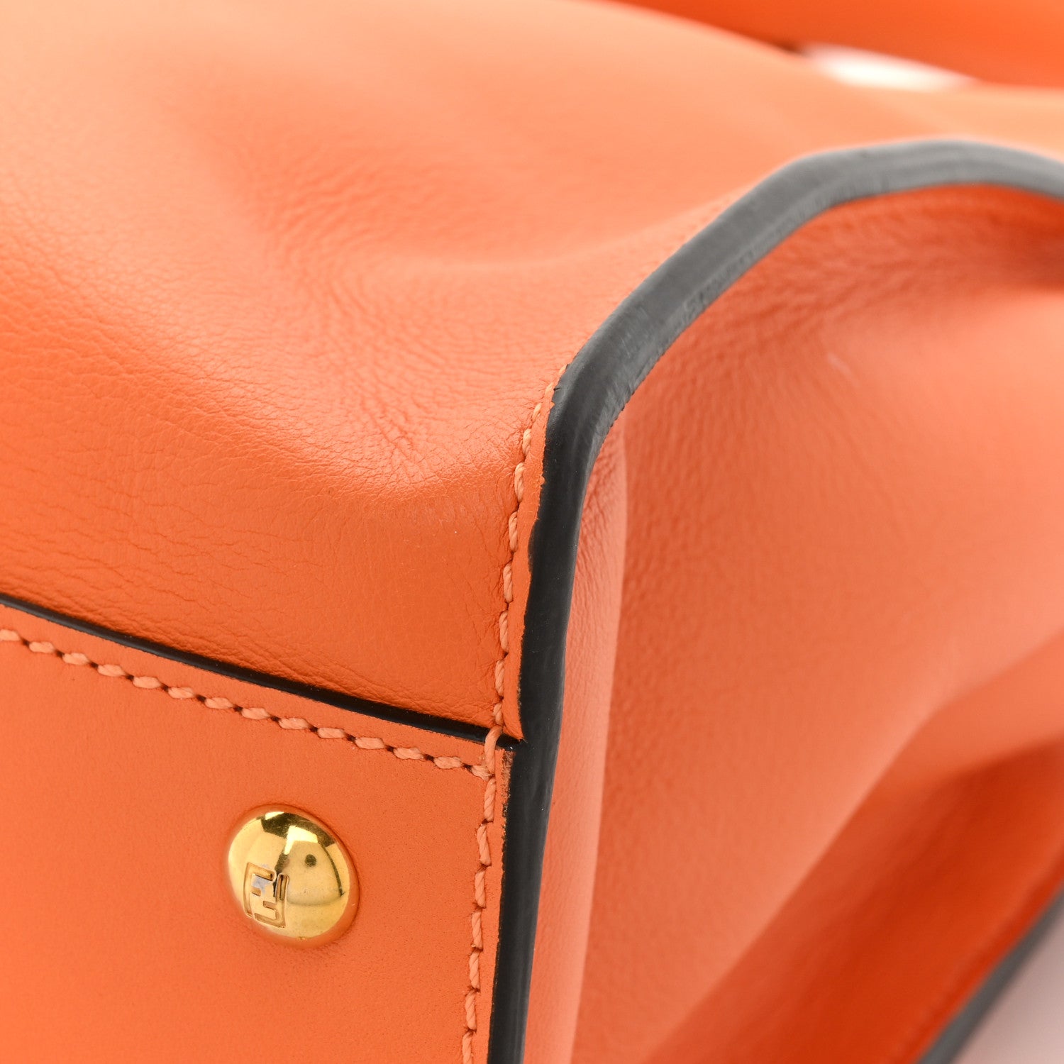 Fendi Vitello Seta Shiny Nappa Medium 3 Pocket Peekaboo Iconic Satchel Aranciata 13 of 15