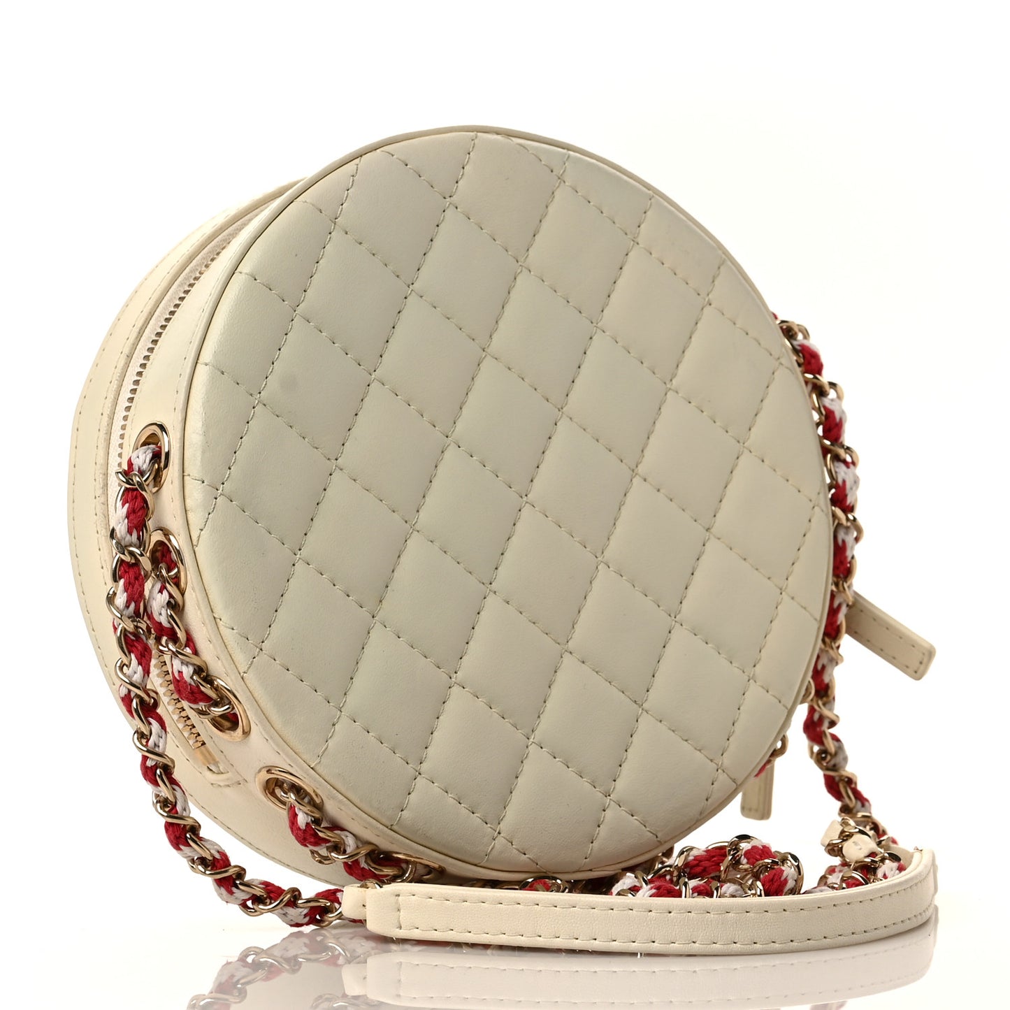 Lambskin Coco Lifesaver Round Bag Red White