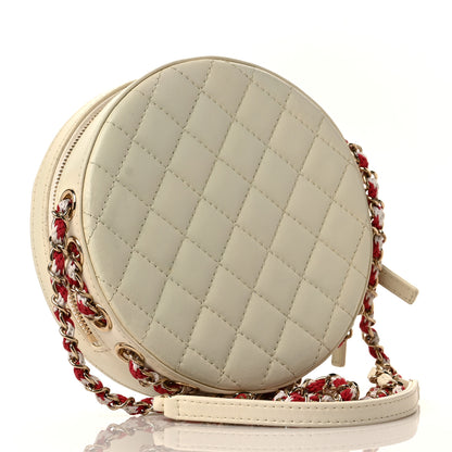 Chanel Lambskin Coco Lifesaver Round Bag Red White 2 of 8