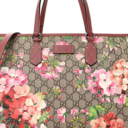 Gucci GG Supreme Monogram Blooms Medium Zippered Tote Beige Multicolor Dry Rose 8 of 18