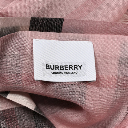 Burberry Silk Wool Gauze Giant Check Scarf Ash Rose 4 of 4