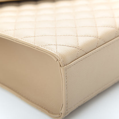 Saint Laurent Grain De Poudre Mixed Matelasse Large Triquilt Monogram Satchel Nude Powder 10 of 10