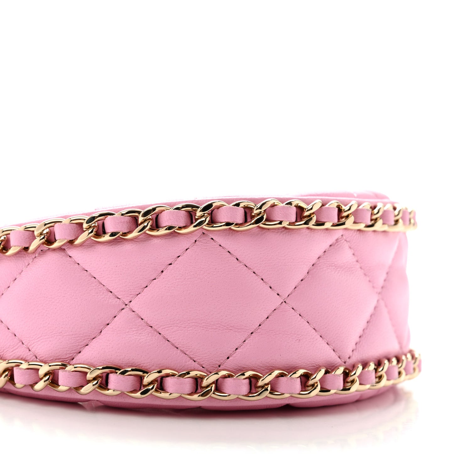 Lambskin Quilted Mini Chain Around Hobo Pink