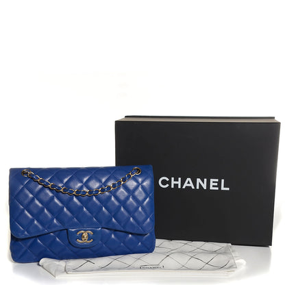 Chanel Lambskin Quilted Jumbo Double Flap Dark Blue 5 of 9