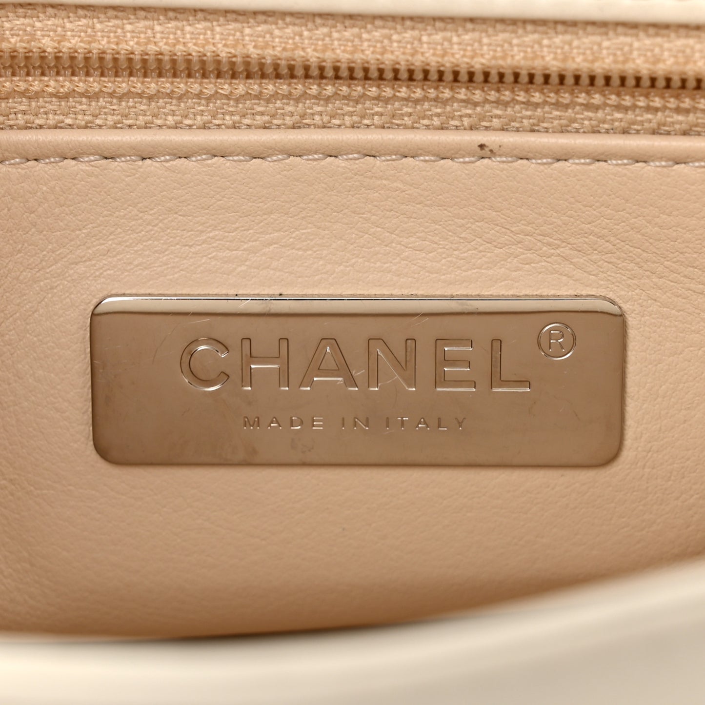 Calfskin Stitched Small Precious Union Flap Bag White