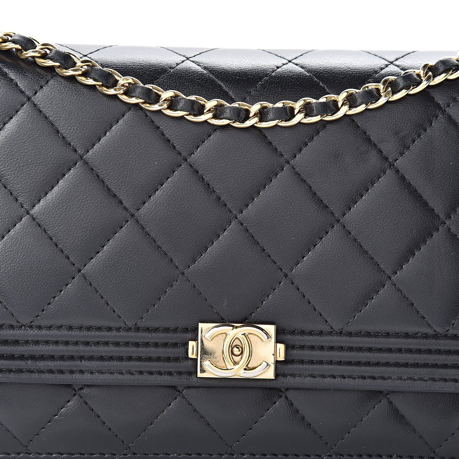 Chanel Lambskin Quilted Boy Wallet On Chain WOC Black 9 of 18