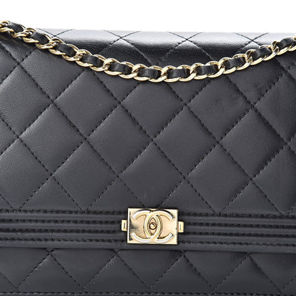 Chanel Lambskin Quilted Boy Wallet On Chain WOC Black 9 of 18