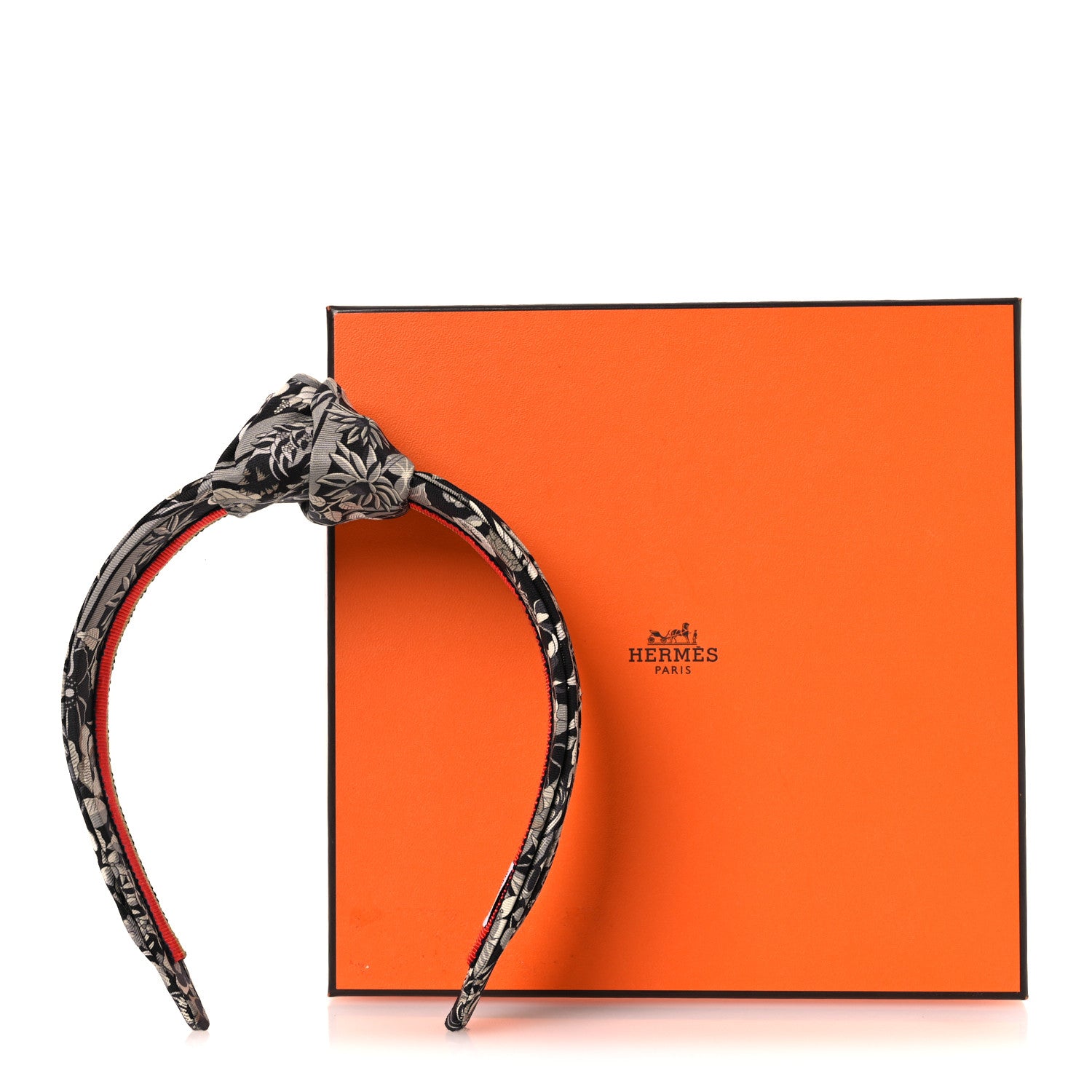 Hermes Silk Twill Planifleurs Knot Bloom Headband Black 7 of 7