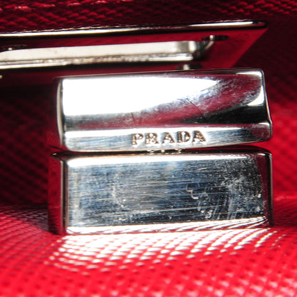Prada Saffiano Cuir Twin Double Handle Tote Fuoco 3 of 12