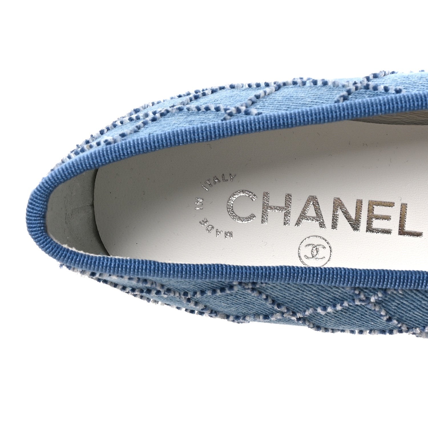 Chanel Denim Embroidered Grosgrain CC Cap Toe Ballerina Flats 39 Blue Black 8 of 10