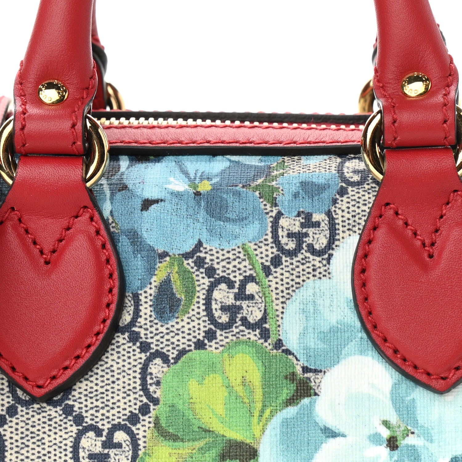 Gucci GG Supreme Monogram Blooms Mini Boston Navy Blue Hibiscus 8 of 10