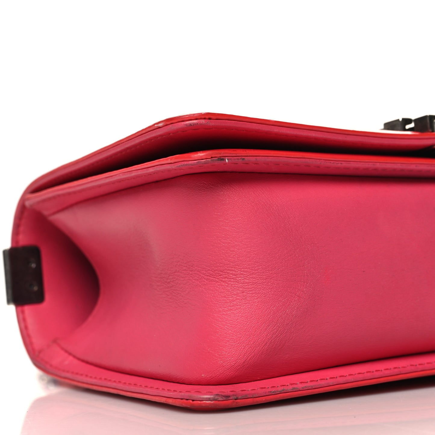 Patent Calfskin Enamel Quilted Medium Boy Flap Dark Pink
