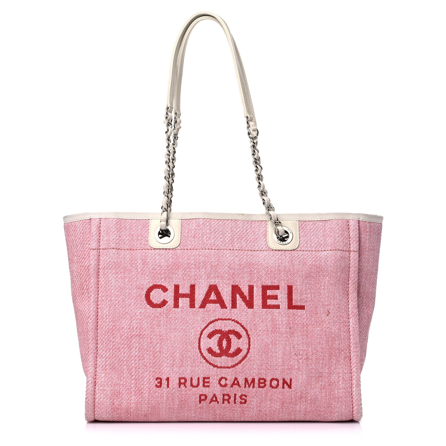 Chanel Woven Straw Raffia Small Deauville Tote Pink 1 of 15