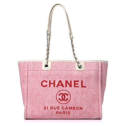 Chanel Woven Straw Raffia Small Deauville Tote Pink 1 of 15