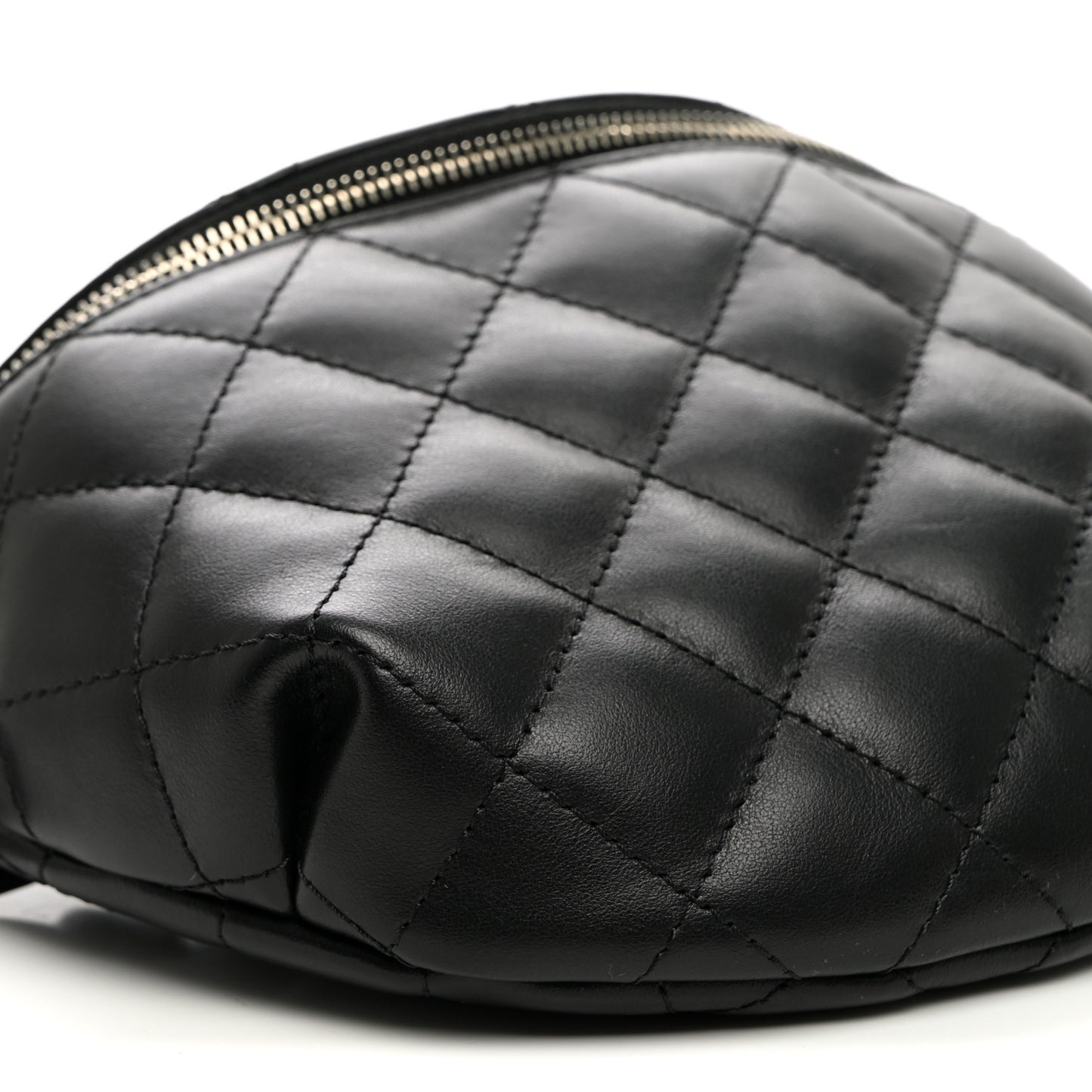 Calfskin Quilted Uniform Waist Belt Bag Black