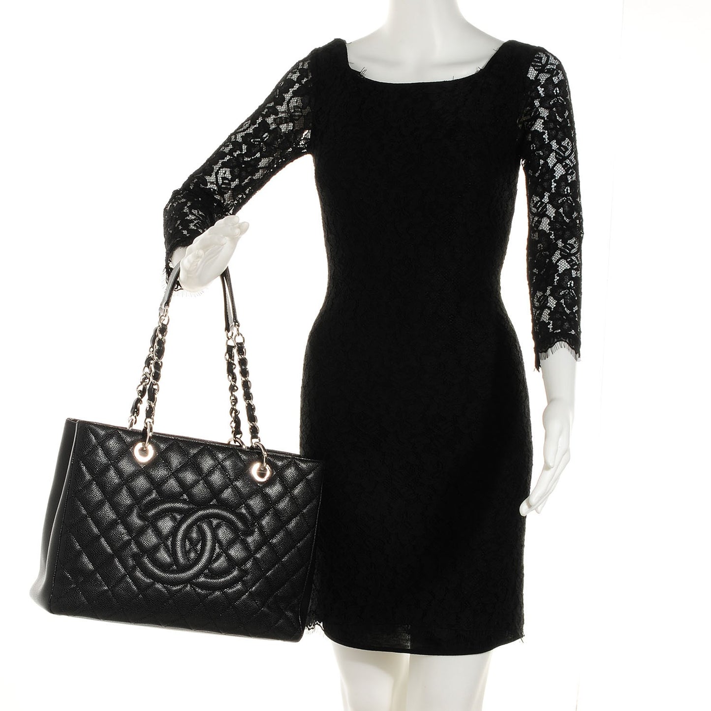 Caviar Quilted Grand Shopping Tote GST Black
