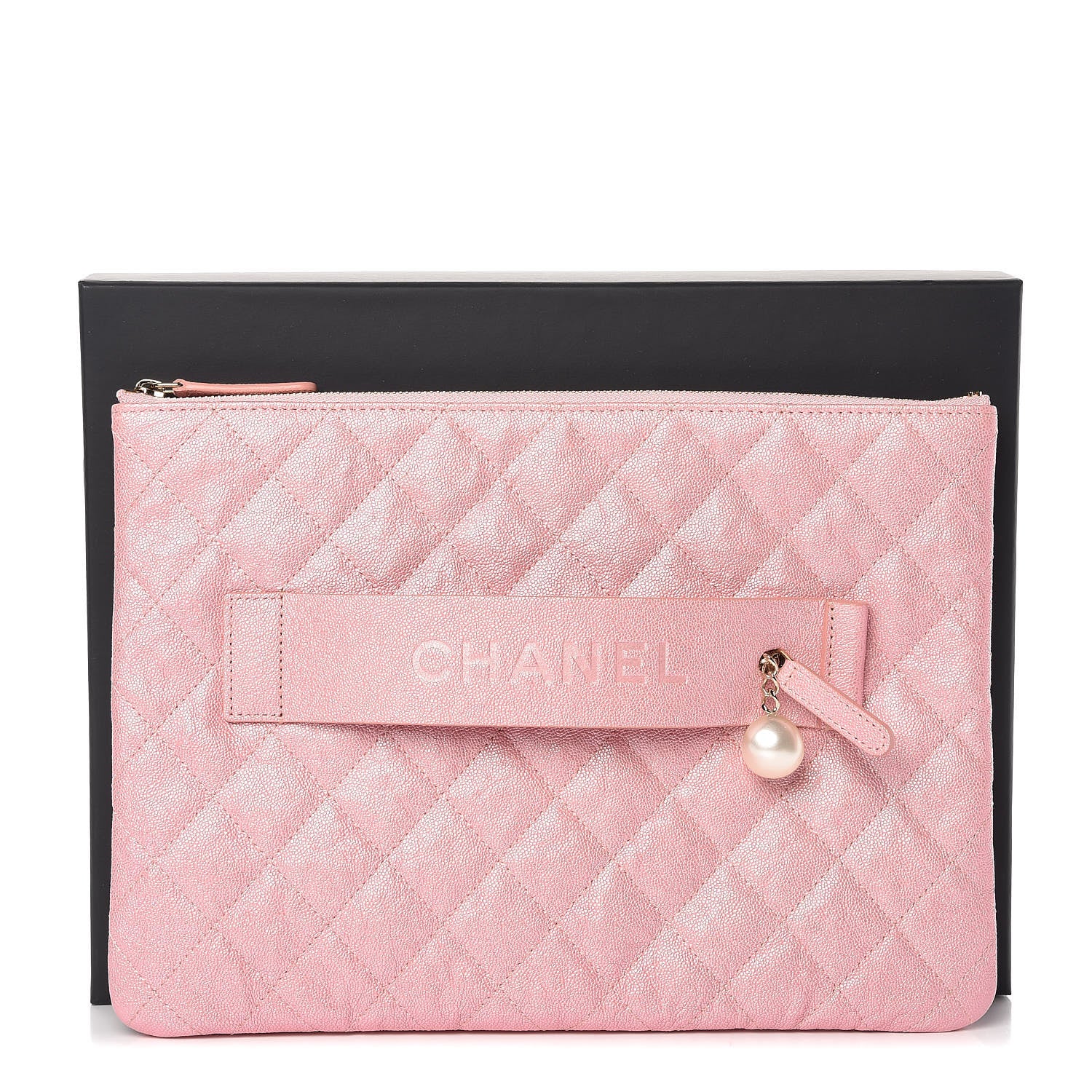 Chanel Iridescent Caviar Medium Night by the C Pouch Clutch Rose Pink 10 of 10