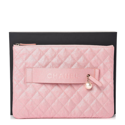 Chanel Iridescent Caviar Medium Night by the C Pouch Clutch Rose Pink 10 of 10