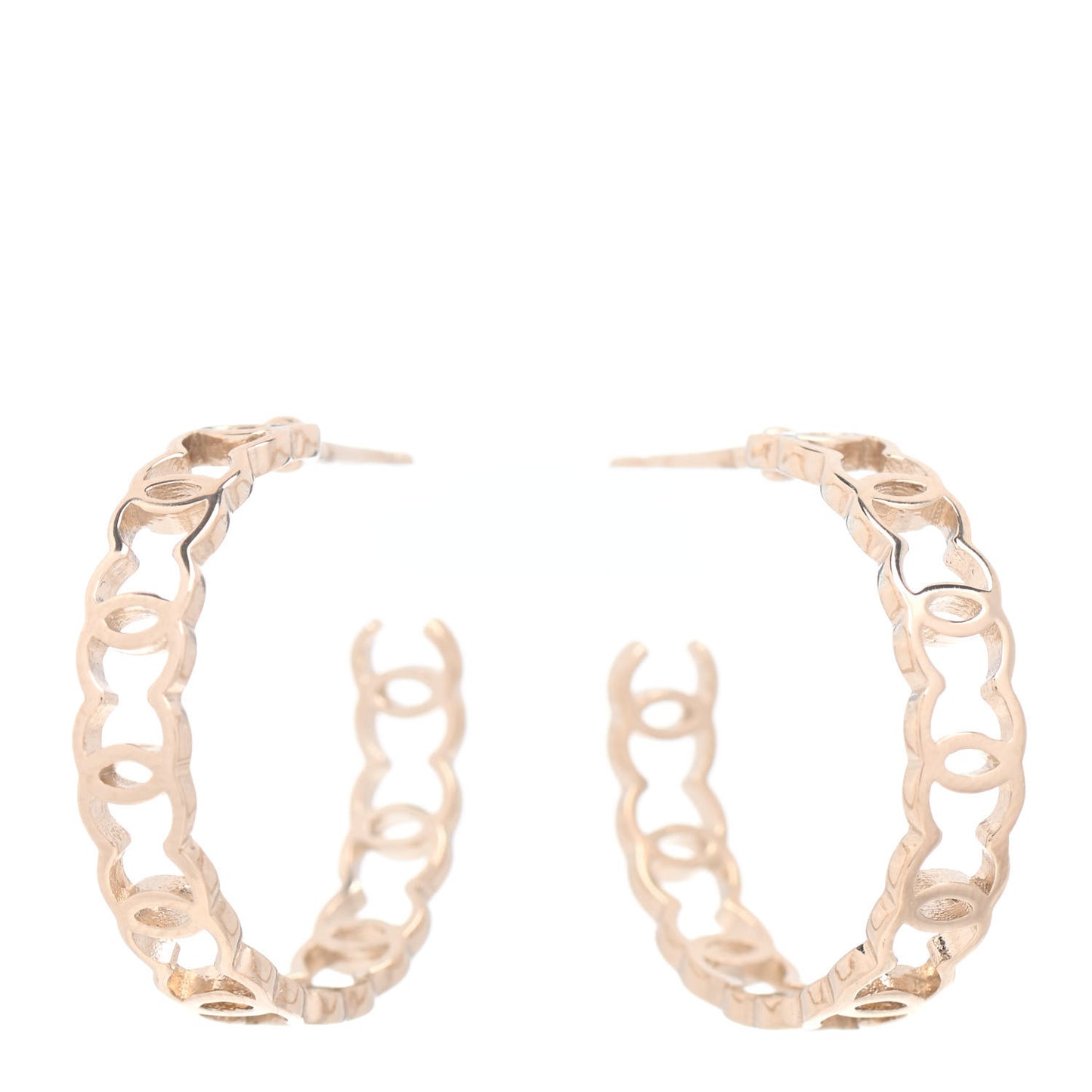 Metal CC Hoop Earrings Gold