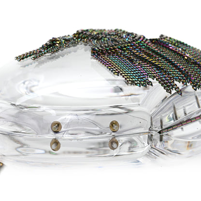 Chanel Plexiglass Iridescent Chain Fringe CC Clutch Clear 8 of 10