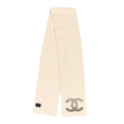 Chanel Cashmere Crystal CC Scarf Ivory 2 of 3