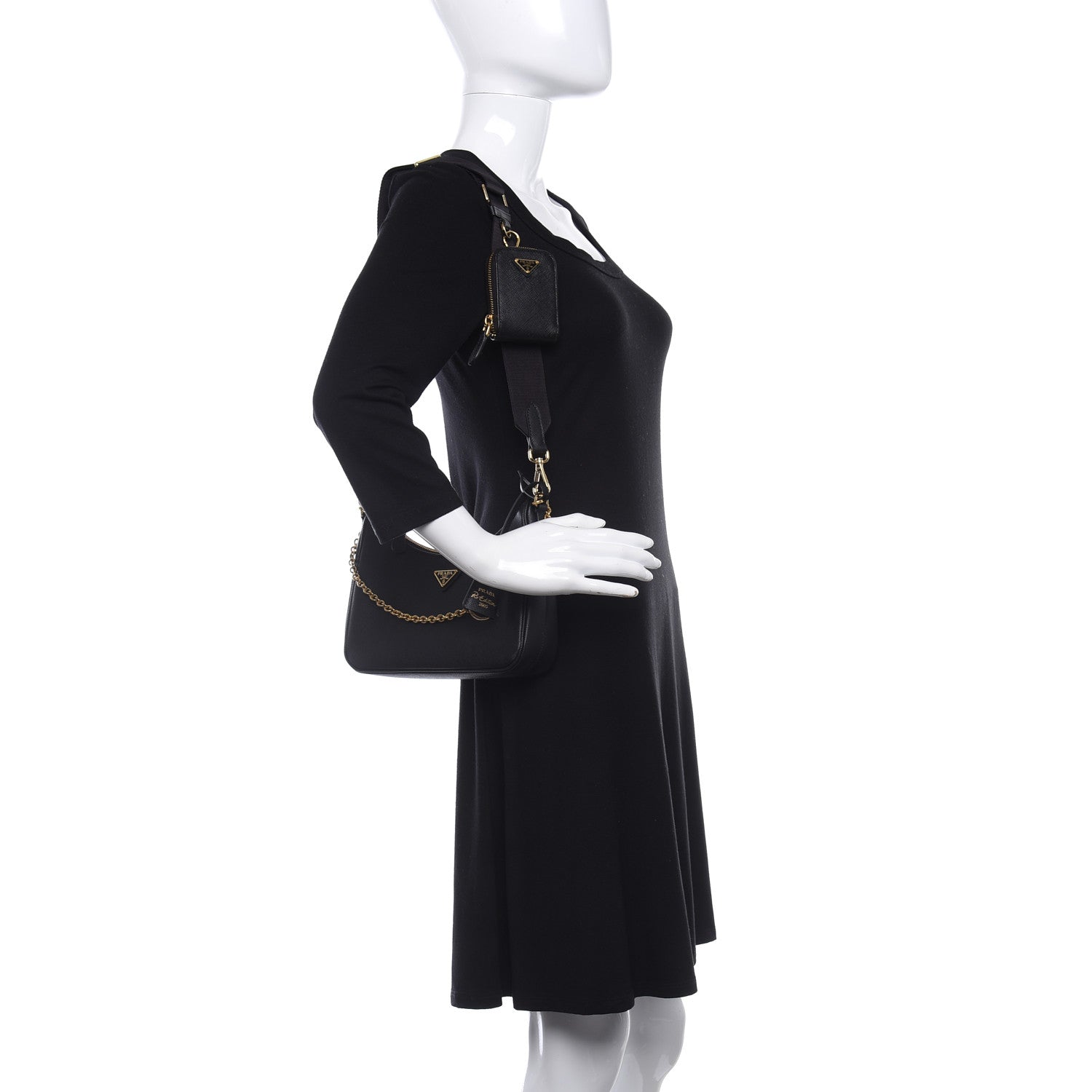 Prada Saffiano Lux Re-Edition 2005 Shoulder Bag Black 2 of 17