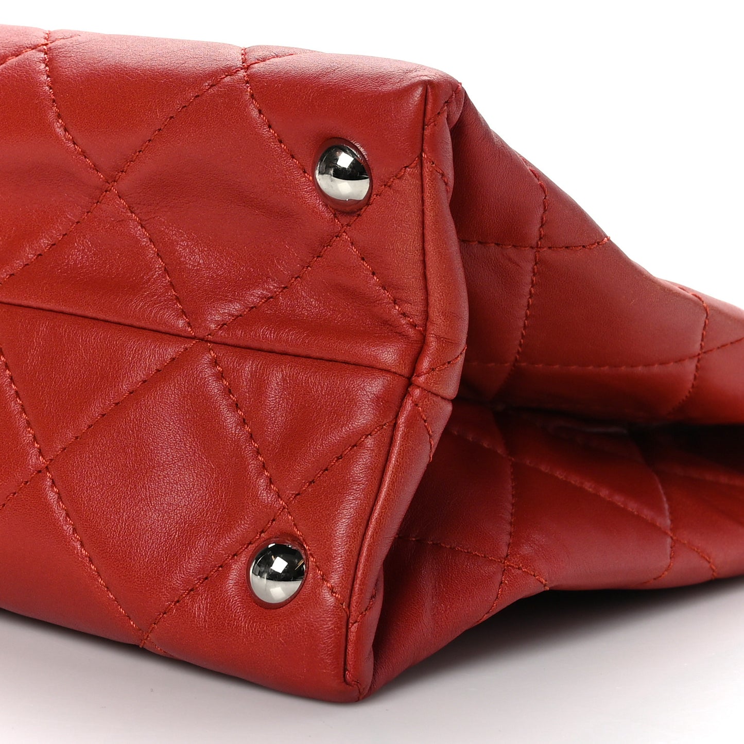 Calfskin Quilted Large In the Business Tote Red
