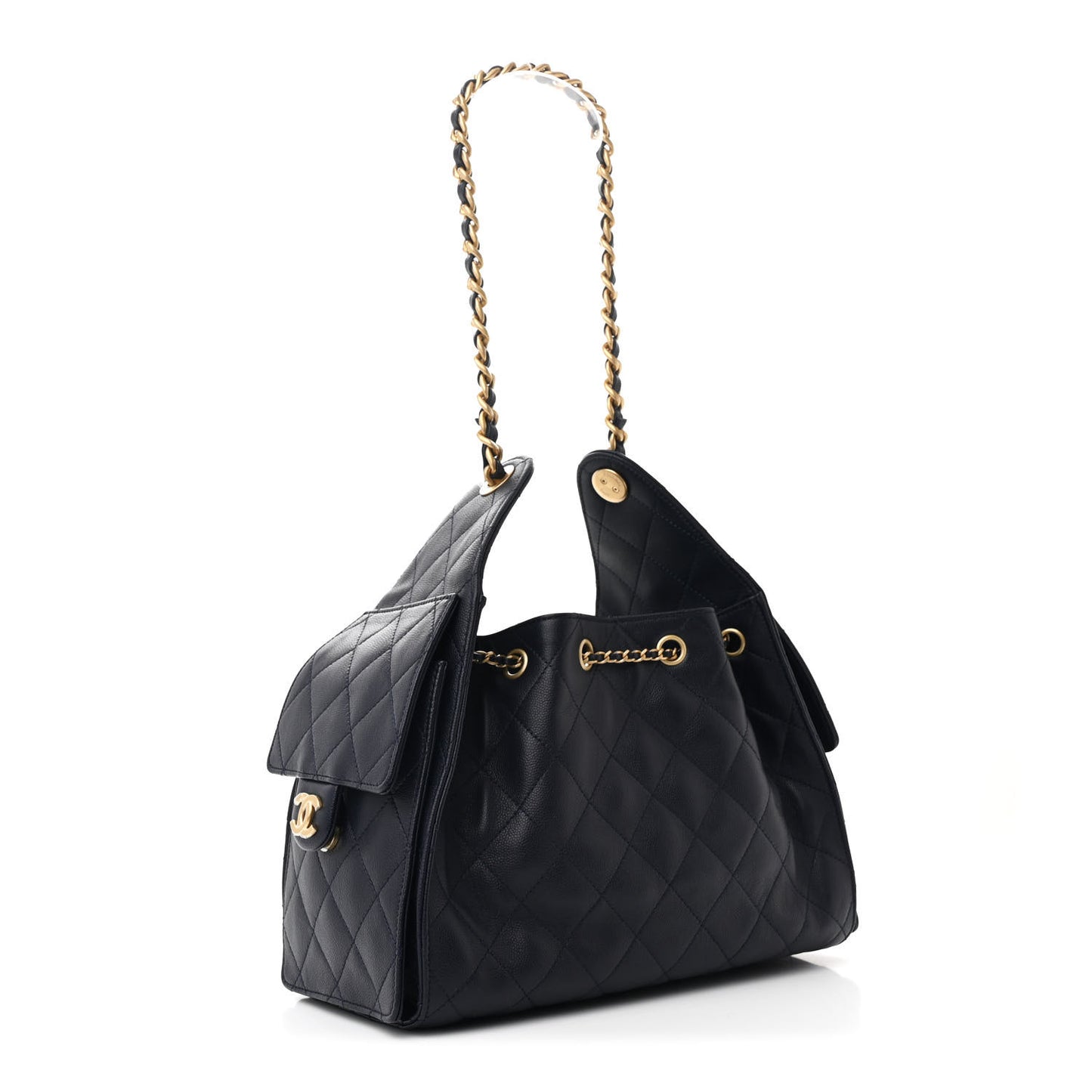 Caviar Quilted Small Chanel 25 Handbag Dark Navy