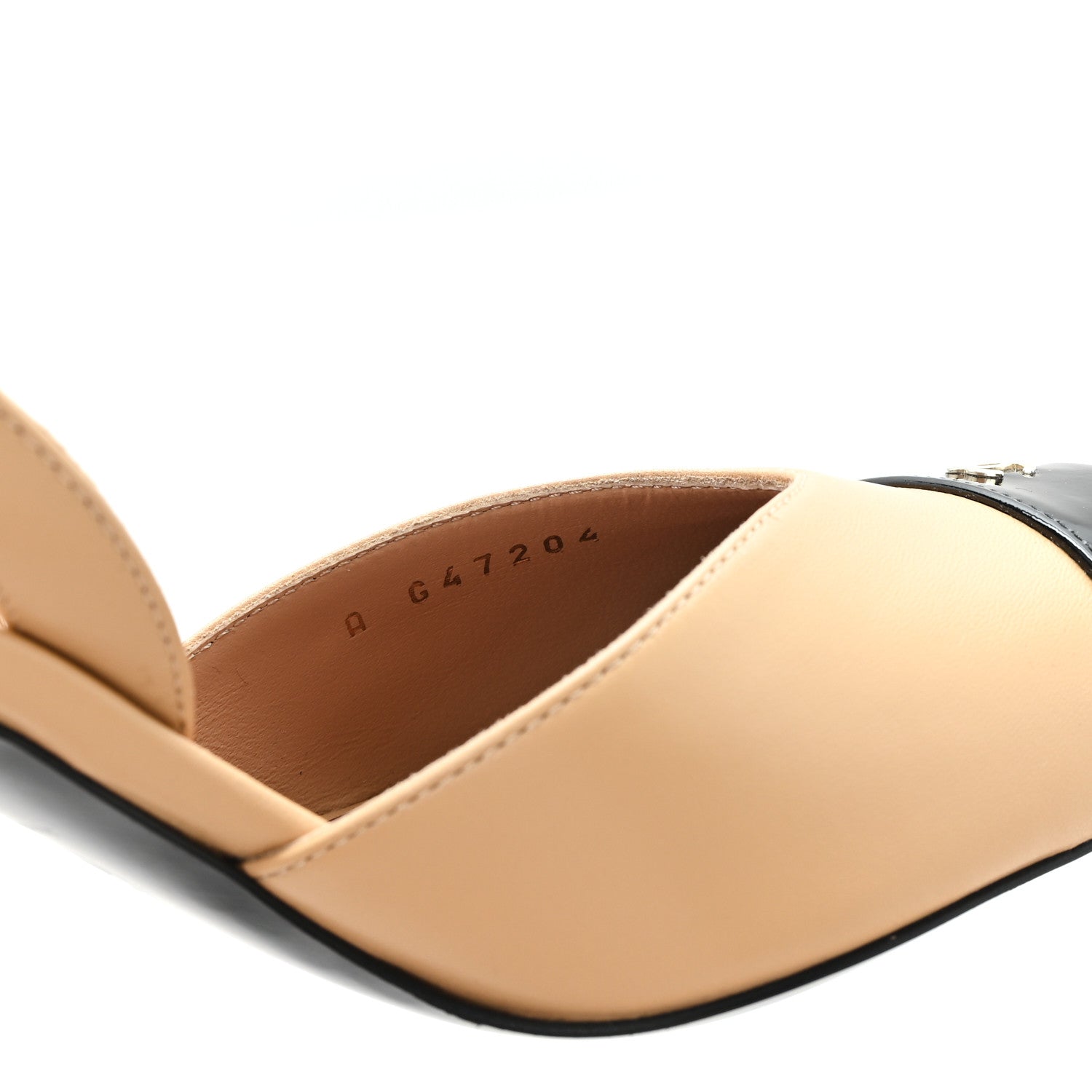 Chanel Lambskin Patent Calfskin Cap Toe CC Slingback Pumps 37 Beige Black 8 of 9
